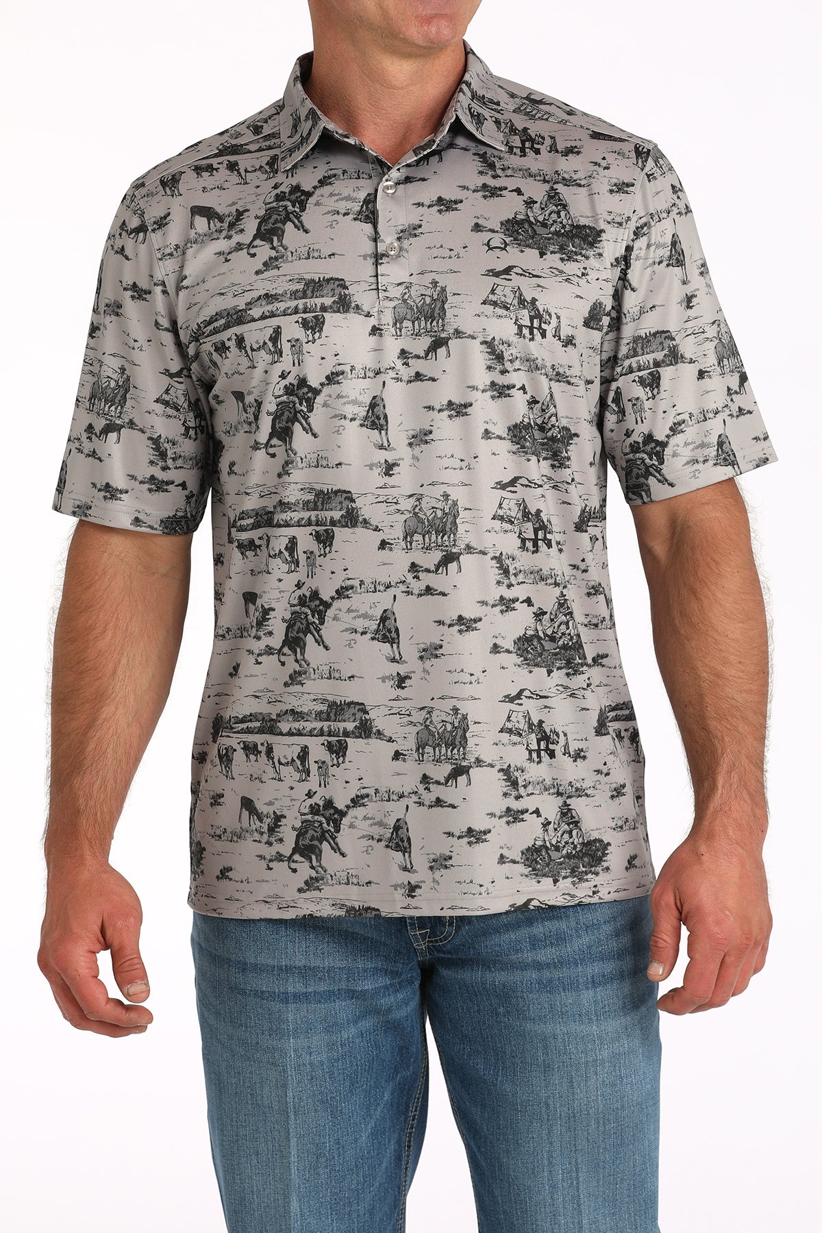 Cinch Men Western Arenaflex Print Polo Shirt MTK1863049