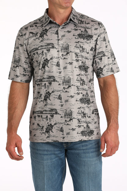 Cinch Men Western Arenaflex Print Polo Shirt MTK1863049