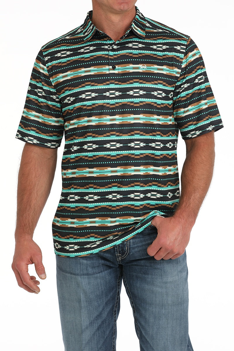 Cinch Men Aztec Print Polo Shirt MTK1865030