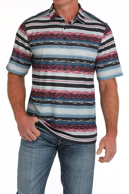 Cinch Men Southwestern Print Polo Shirt MTK1865031