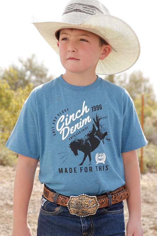 Cinch Boy's Steel Blue Grit & Glory Logo Graphic Tee