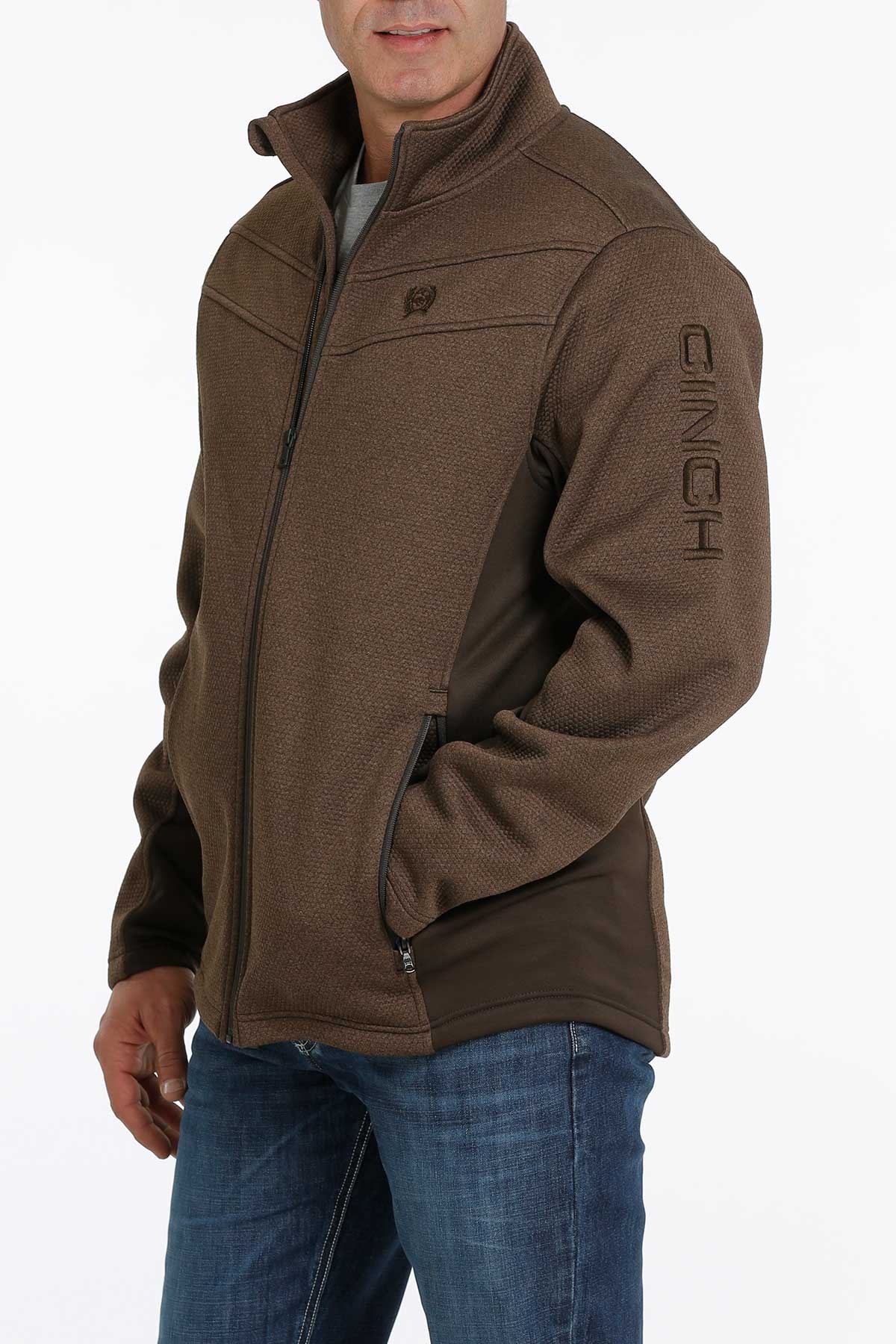 Cinch Men Brown Lightweight Fleece Logo Jacket MWJ1562002