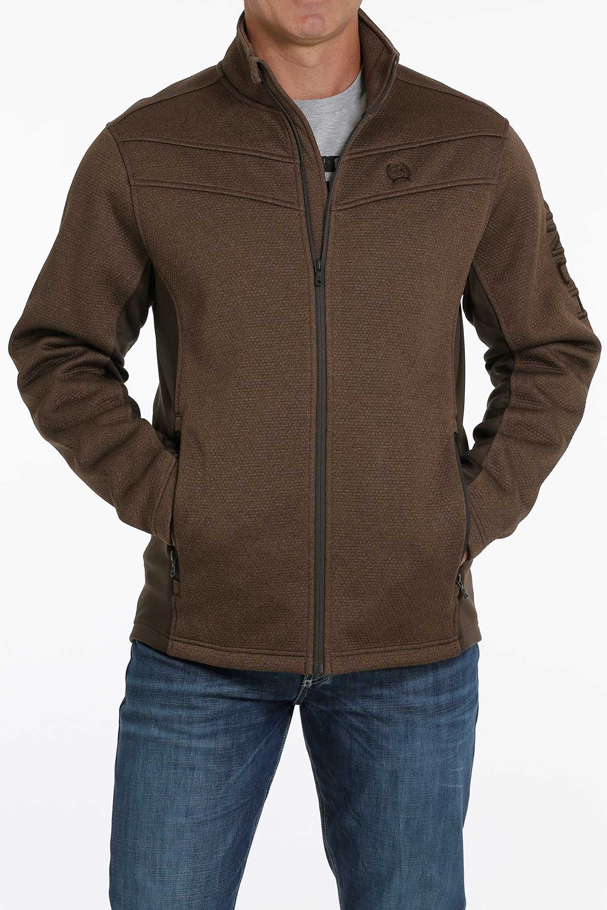 Cinch Men Brown Lightweight Fleece Logo Jacket MWJ1562002