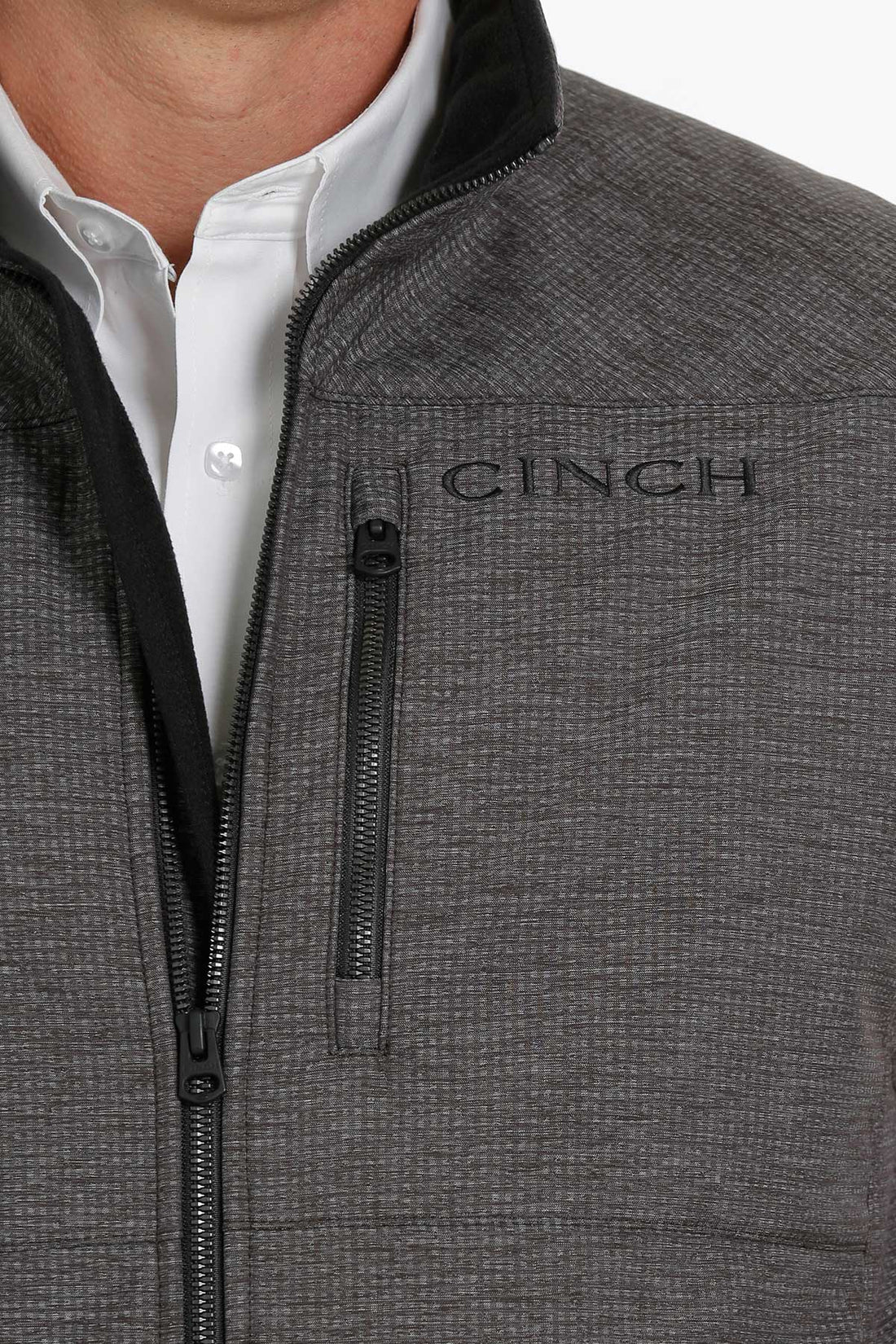 Cinch Men Logo Texture Bonded Charcoal Vest MWV1515011