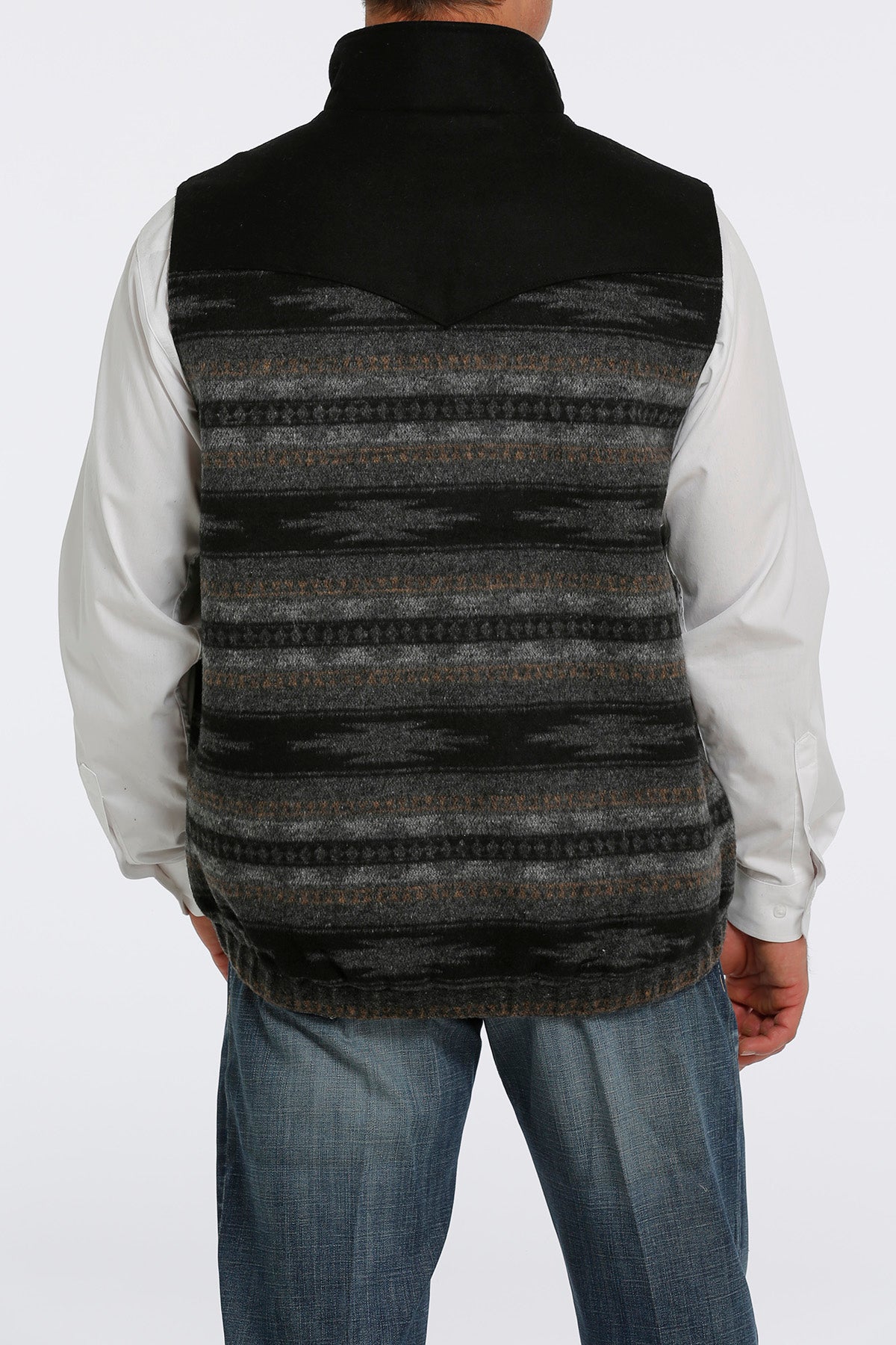 Cinch Men Black Striped Yolk Wool Vest MWV1543006