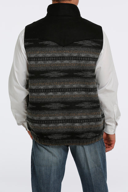 Cinch Men Black Striped Yolk Wool Vest MWV1543006