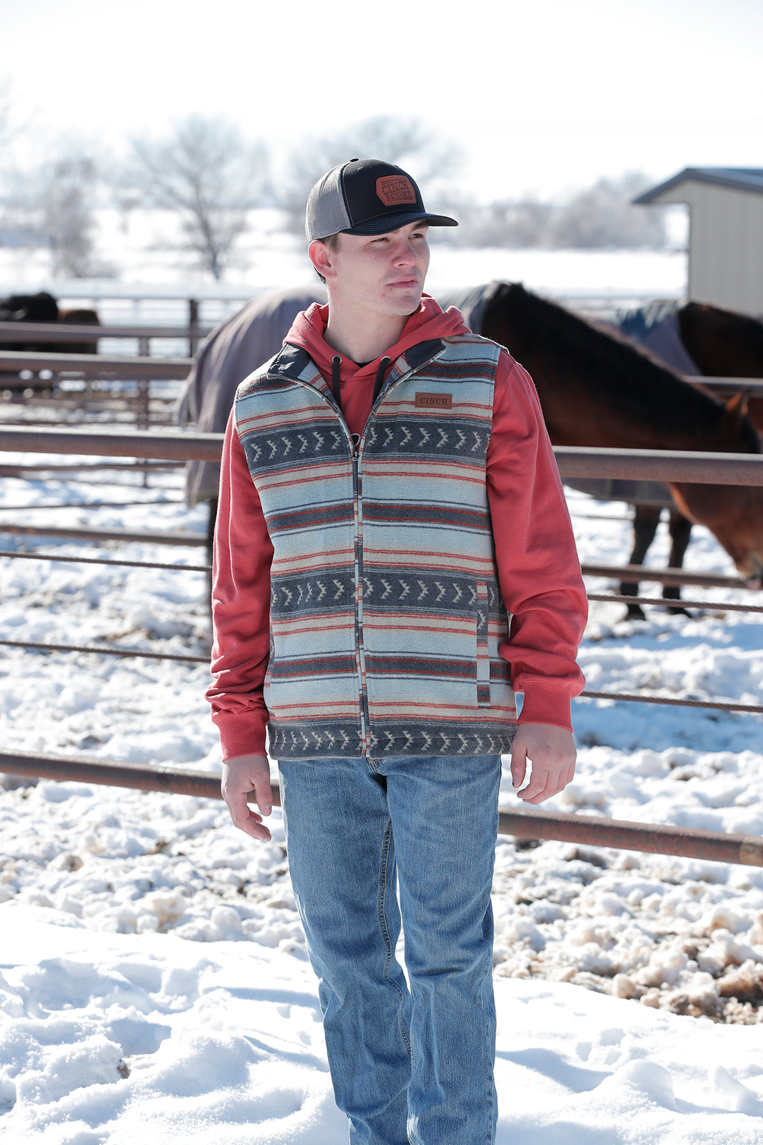 Cinch Men Stiped Wooly Vest MWV1903001