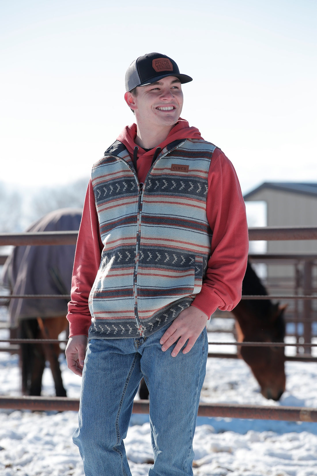 Cinch Men Stiped Wooly Vest MWV1903001