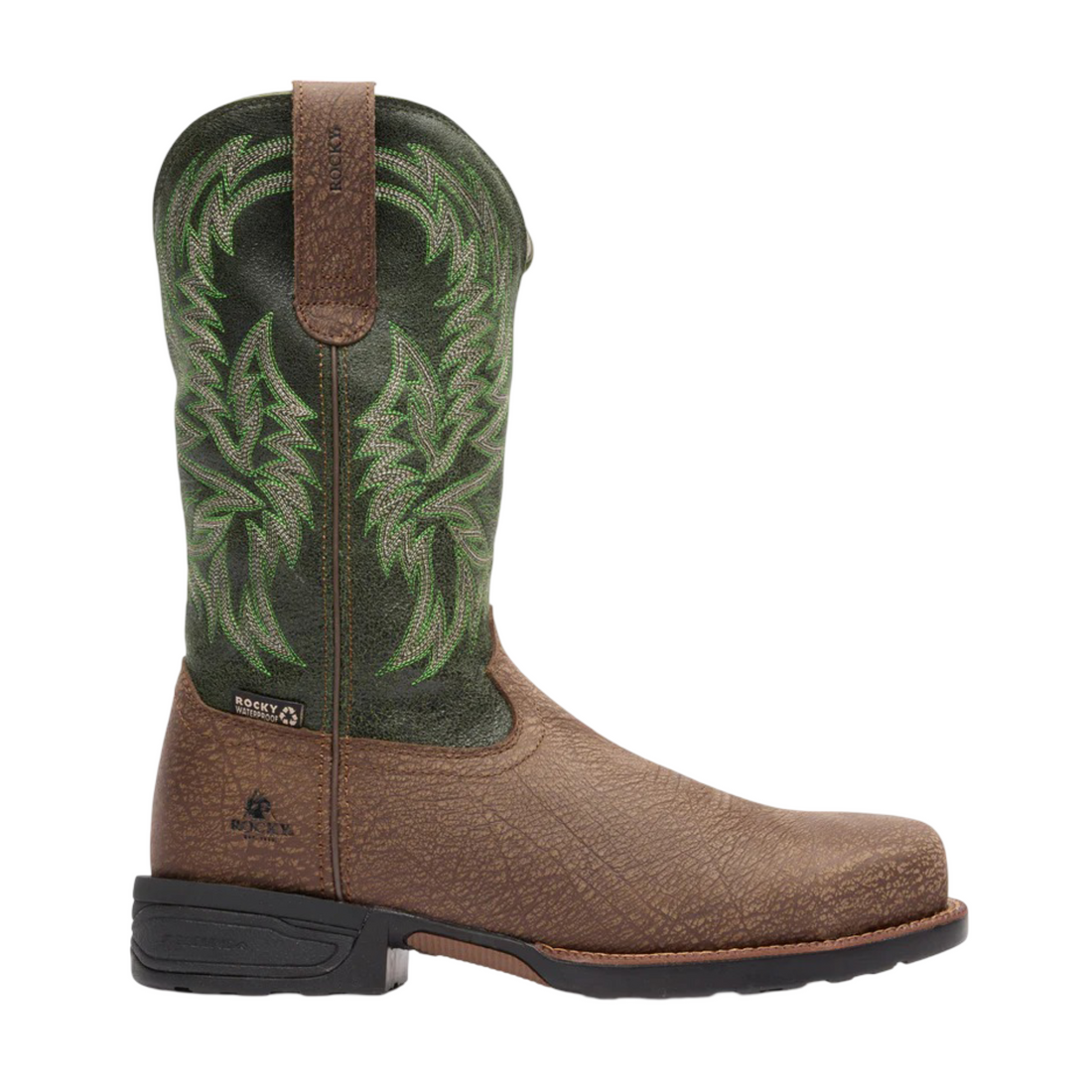 Rocky Men GRN 12&quot; WSTRBROWN AND GREEN RKW0454