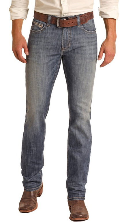Rock &amp; Roll Men Slim Fit Stretch Straight Bootcut Jeans RRMD1RR0LN