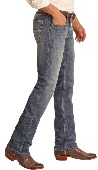 Rock &amp; Roll Men Slim Fit Stretch Straight Bootcut Jeans RRMD1RR0LN