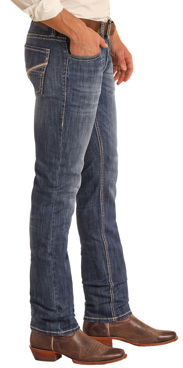 Rock & Roll Slim Fit Crossed Leather Stitch Skinny Jeans