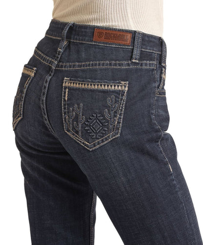 Rock &amp; Roll Women Mid Rise Desert Cactus Bootcut Jeans RRWD4MR0K4