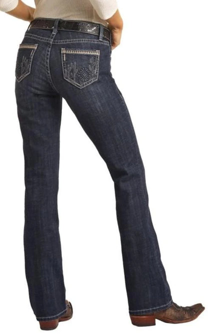 Rock &amp; Roll Women Mid Rise Desert Cactus Bootcut Jeans RRWD4MR0K4