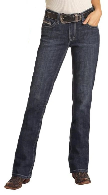 Rock &amp; Roll Women Mid Rise Desert Cactus Bootcut Jeans RRWD4MR0K4