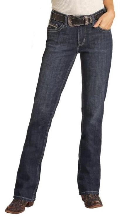 Rock &amp; Roll Women Mid Rise Desert Cactus Bootcut Jeans RRWD4MR0K4