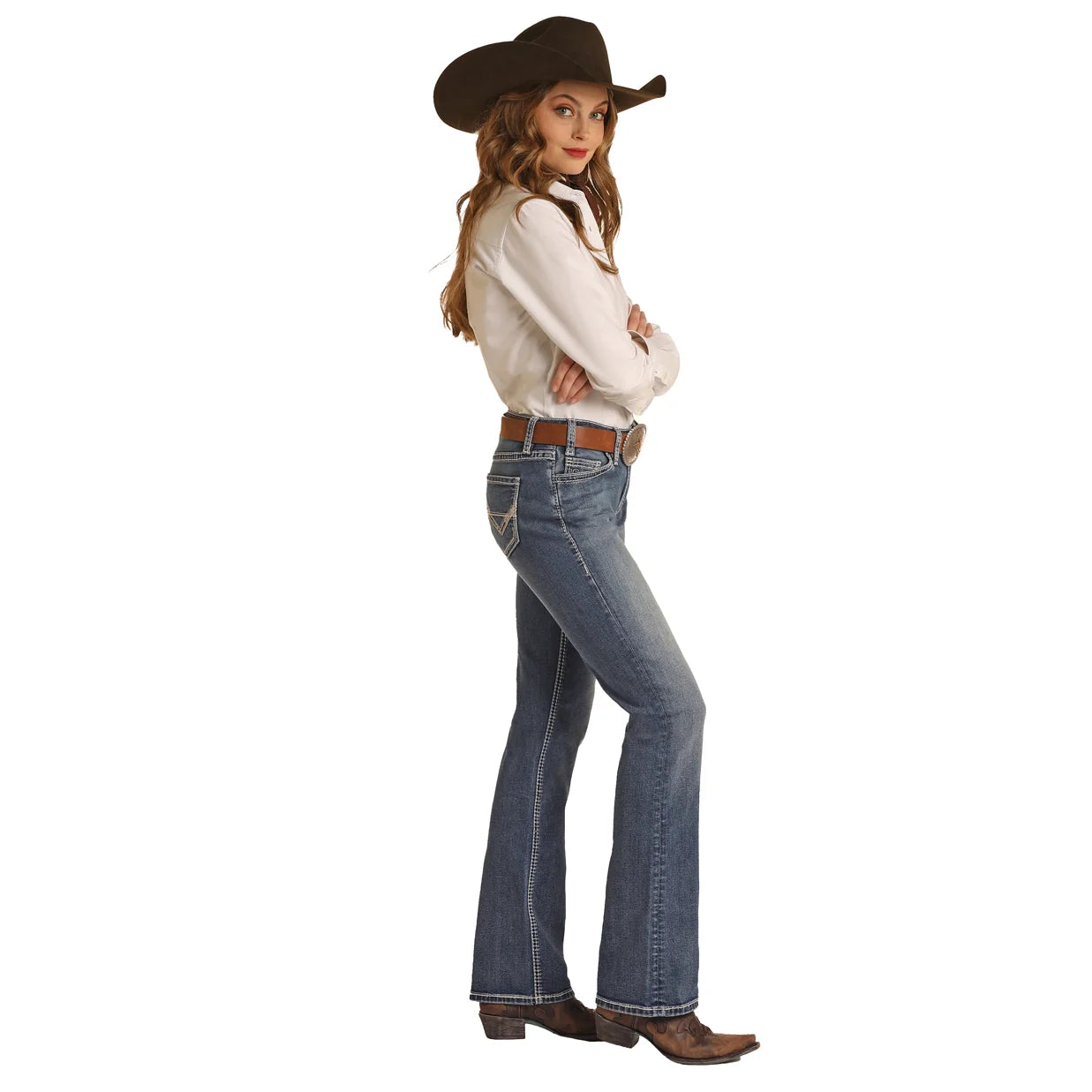 Rock &amp; Roll Women Extra Stretch Riding Mid Rise Regular Fit Bootcut Jeans RRWD4RRZPN