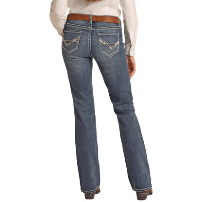 Rock &amp; Roll Women Extra Stretch Riding Mid Rise Regular Fit Bootcut Jeans RRWD4RRZPN