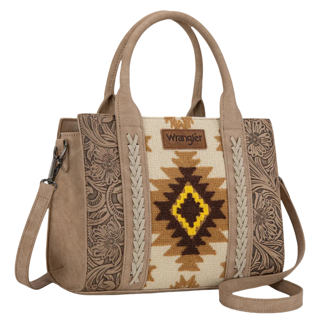 Wrangler WMN Bag Tooled Aztec Pattern Print Concealed Carry Tote WG226-8120TN