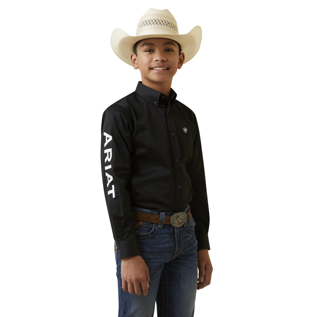 Ariat Kids Team Logo Twill LS Black/White Shirt 10045426