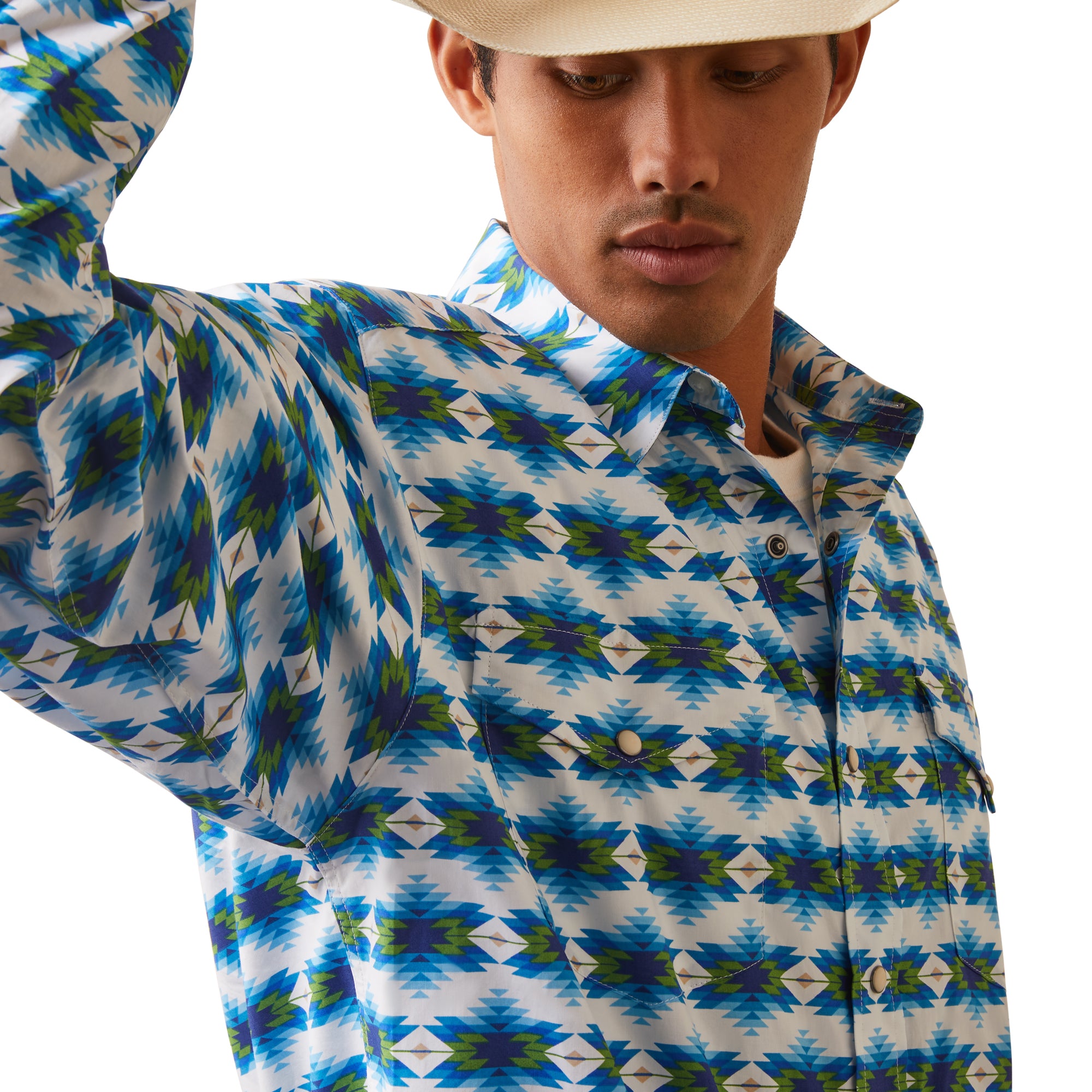 Ariat MN White/Blue Shirt 10043793