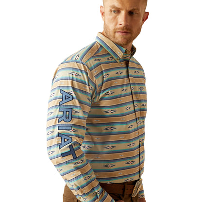 Ariat MN Team Classic Fit Khaki/Blue Shirt 10054731