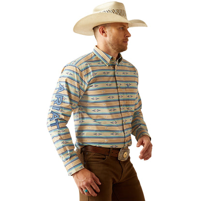 Ariat MN Team Classic Fit Khaki/Blue Shirt 10054731