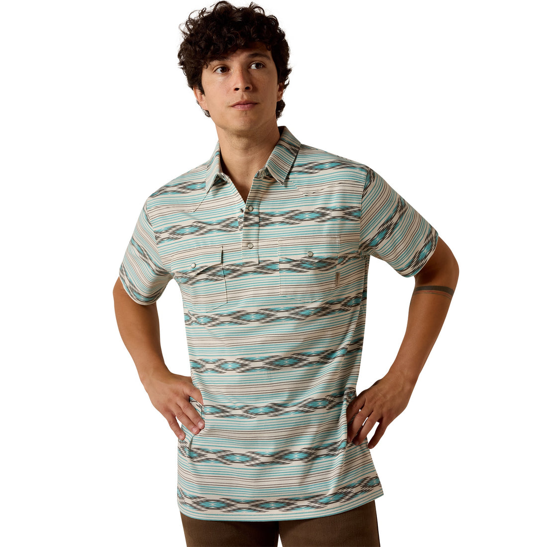 Ariat Men Retro Western Snap Polo Shirt 10073501