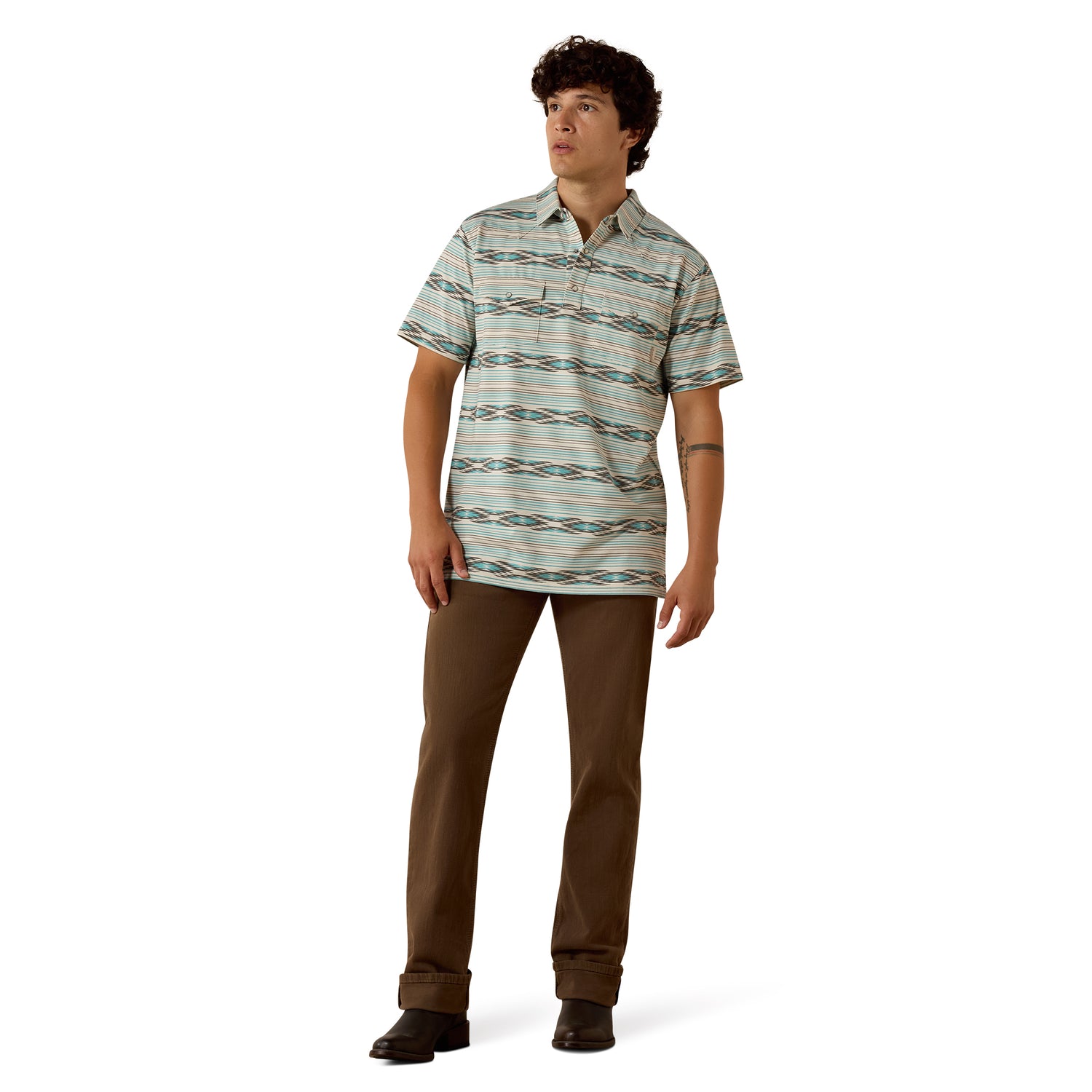 Ariat Men Retro Western Snap Polo Shirt 10073501