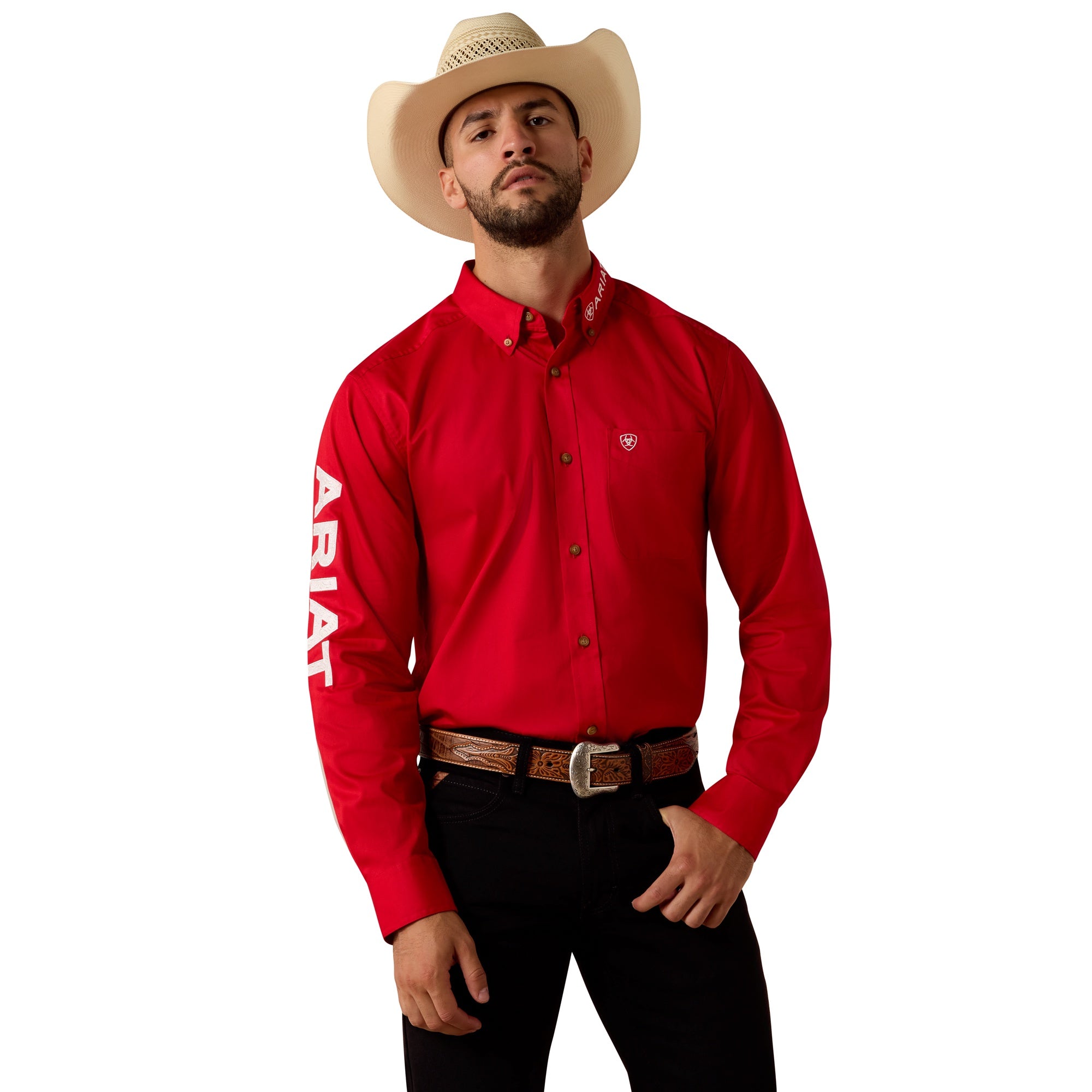 Ariat Men Team Logo Lightweight Twill Fitted Shirt 10073653