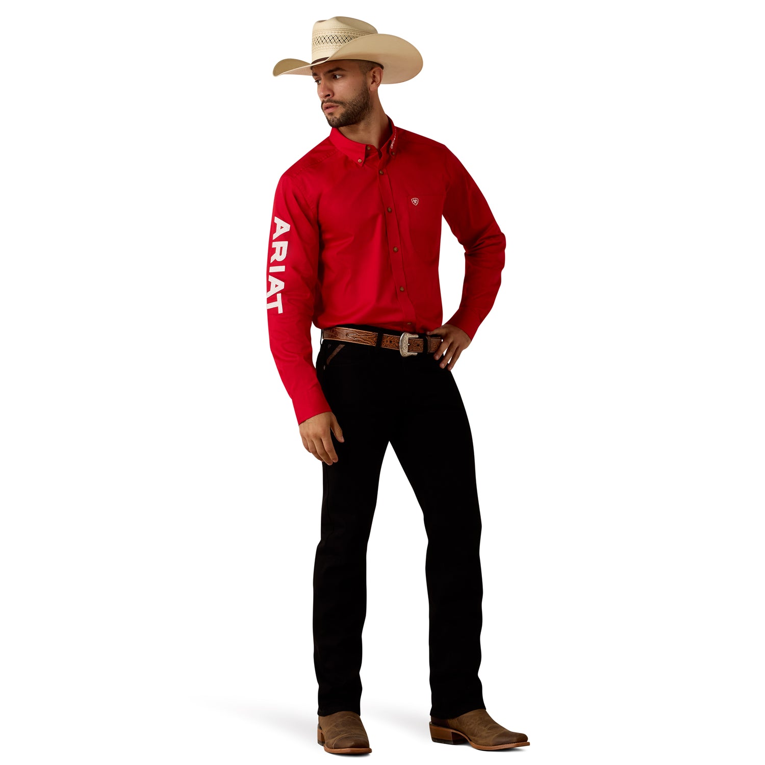 Ariat Men Team Logo Lightweight Twill Fitted Shirt 10073653