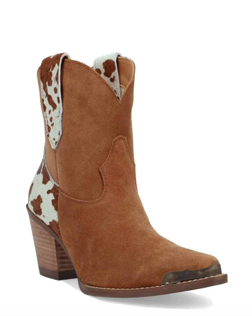 Dingo Women Texas Charm Suede Leather Ankle Boot DI2399 Camel