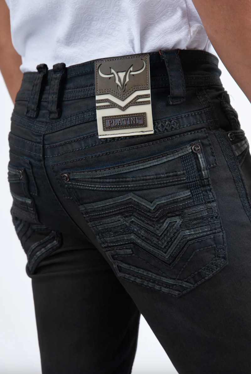 Platini Mens Holt Two-Tone Slim Boot Jeans PHD11101