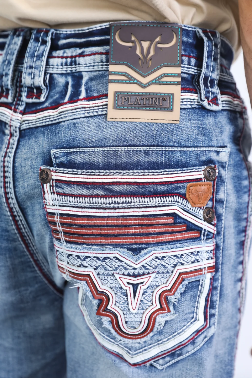 Platini Men Holt Aztec Flap Bootcut Jean PHD10265