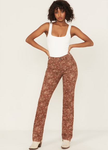Rock &amp; Roll Women High Rise Horse Print Modest Bootcut Jeans BW1PD06014