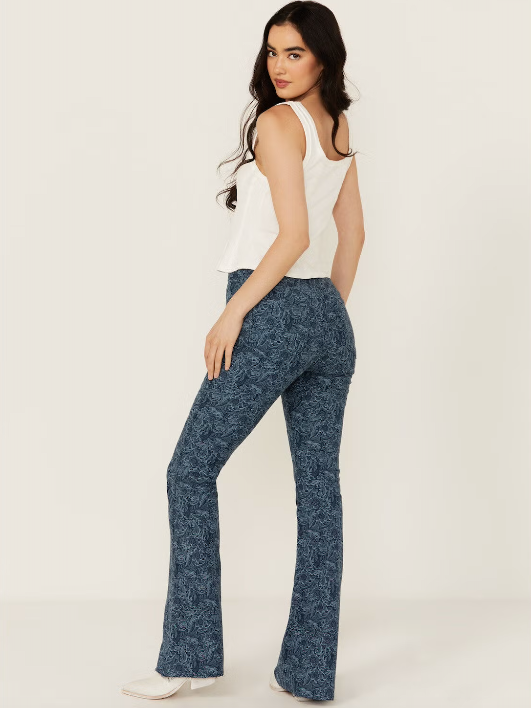 Rock &amp; Roll Women Reversible Floral Button Flare Jeans BW6PD04748