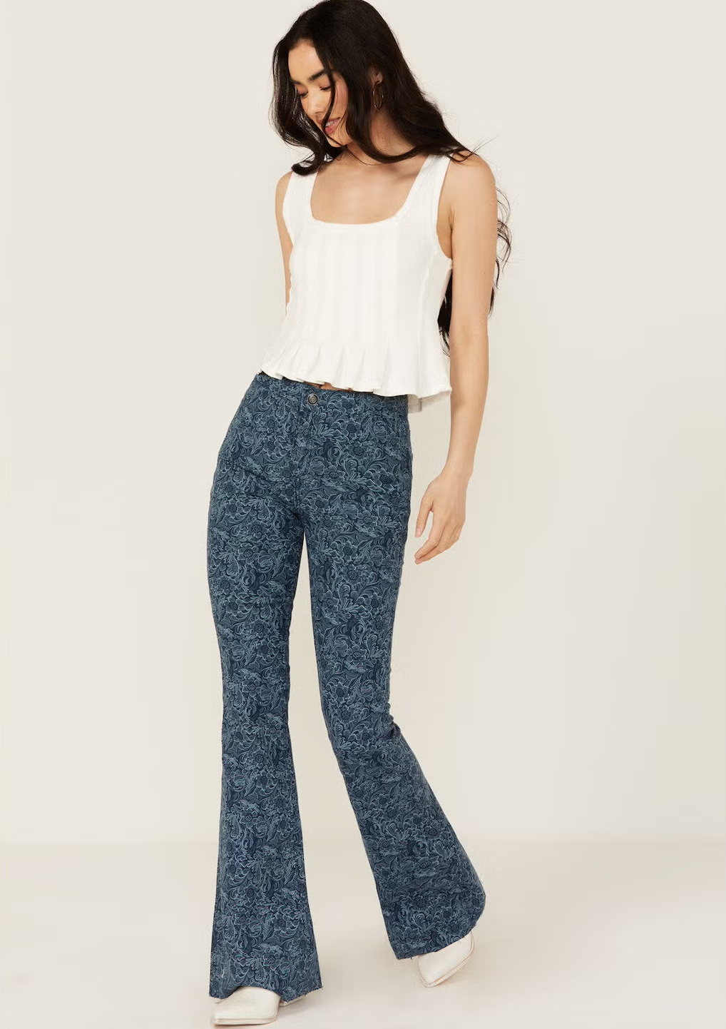 Rock &amp; Roll Women Reversible Floral Button Flare Jeans BW6PD04748