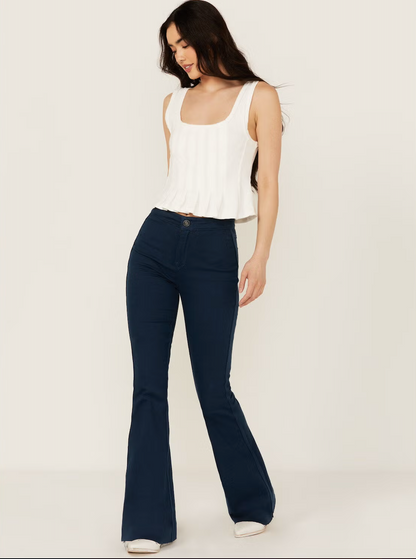 Rock &amp; Roll Women Reversible Floral Button Flare Jeans BW6PD04748