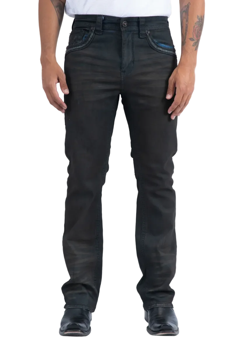 Platini Mens Holt Two-Tone Slim Boot Jeans PHD11101