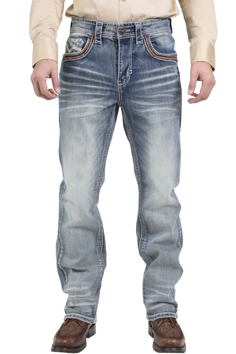 Platini Men Holt Ridge Chevron Slim Boot Cut Jeans PHD10767