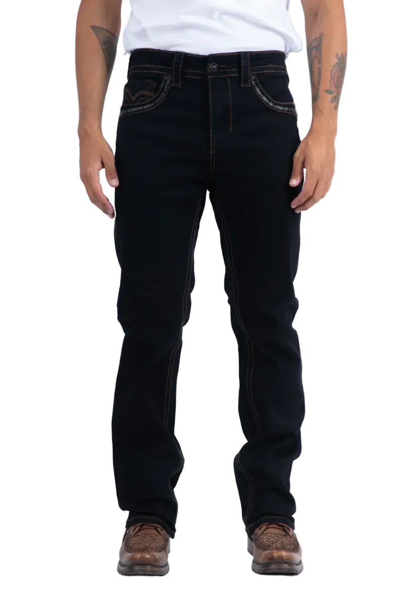 Platini Men Holt Solid Tonal Bootcut Jean PHD11106