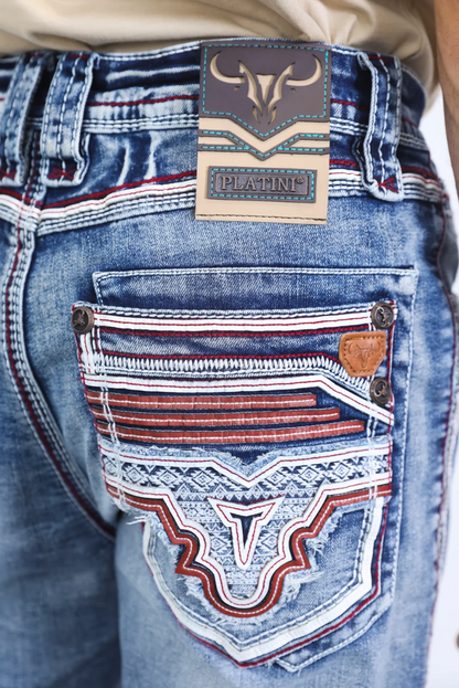 Platini Men Holt Aztec Flap Bootcut Jean PHD10265