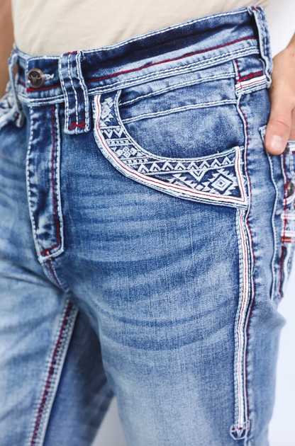 Platini Men Holt Aztec Flap Bootcut Jean PHD10265