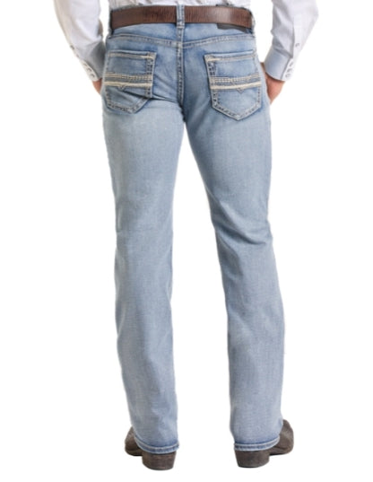 Rock &amp; Roll Men Slim Fit Stitch Pocket Straight Leg Jeans BM1RD06703