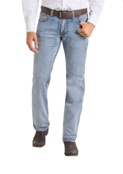Rock &amp; Roll Men Slim Fit Stitch Pocket Straight Leg Jeans BM1RD06703