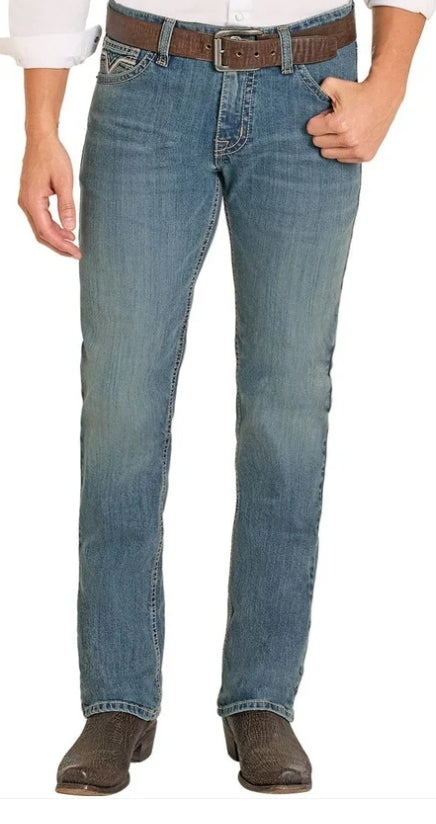Rock &amp; Roll Men Raised Denim Slim Straight Jean BM1RD08025