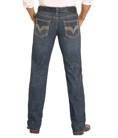 Rock &amp; Roll Men Slim Fit Thick Stitch Straight Leg Jeans BM1RD04824