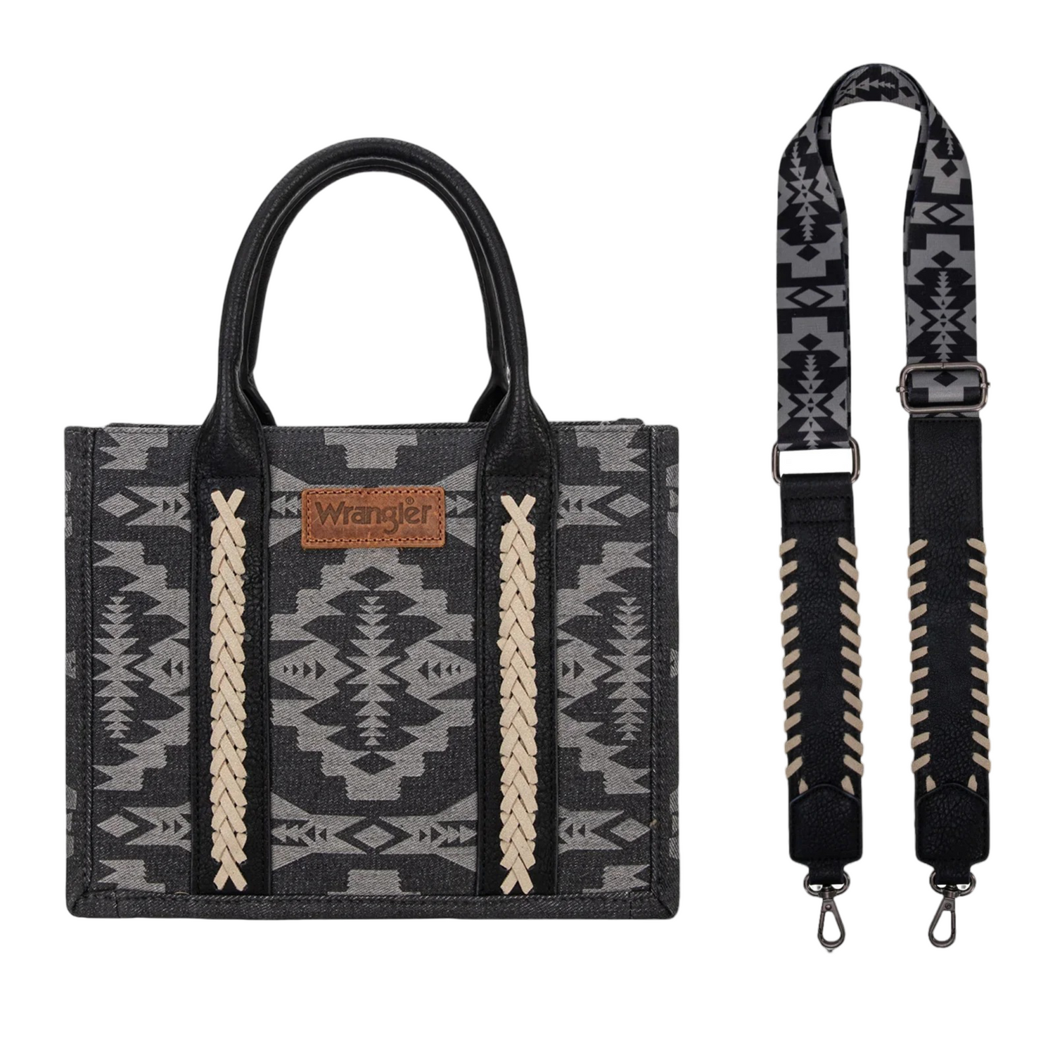 Wrangler WMN Laser Cut Southwestern Small Tote Bag WG2212-8120BK Wrangler WMN Laser Cut Southwestern Small Tote Bag WG2212-8120BK