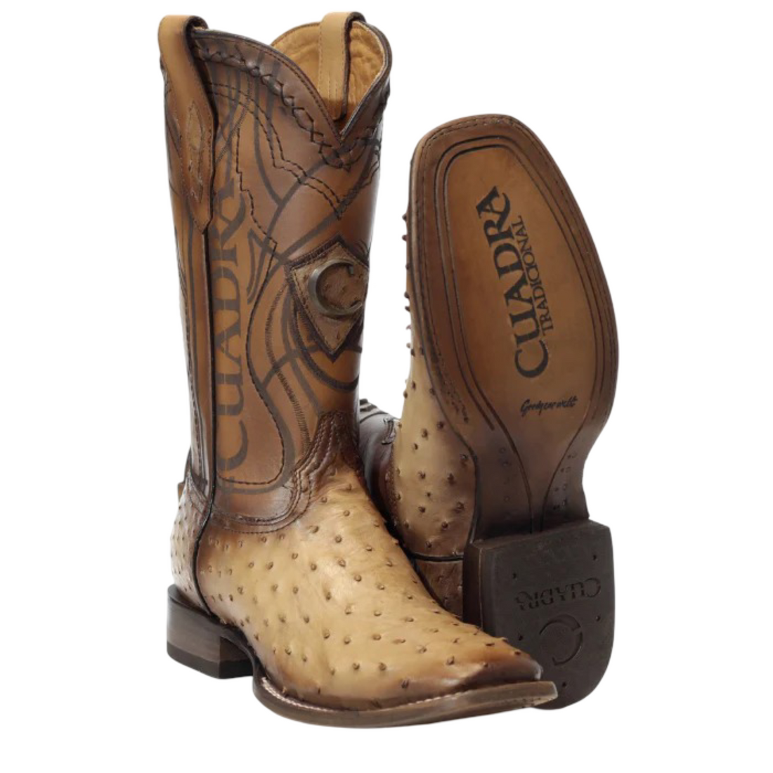 Cuadra Men Ostrich Square Toe Boot 3Z1OA1 Flame Orix