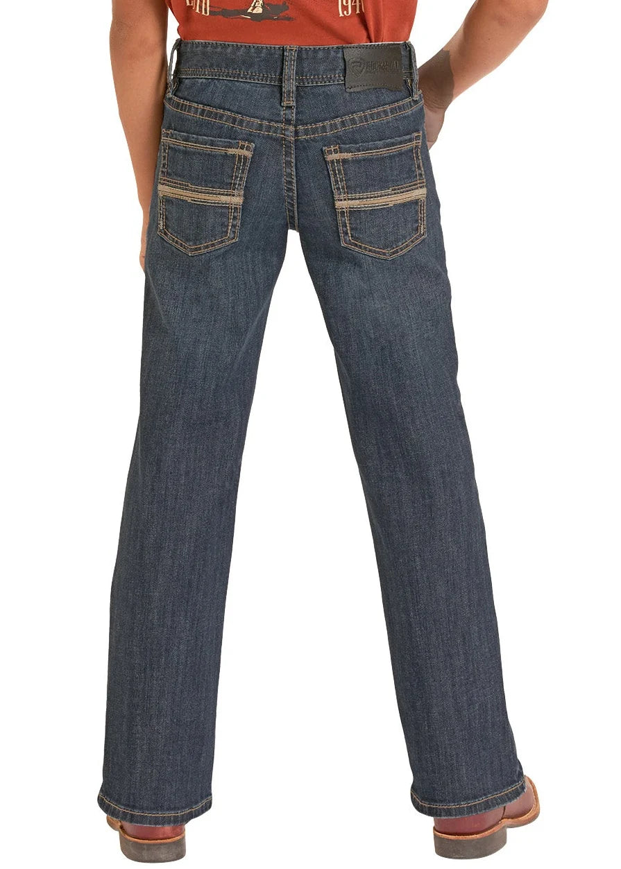 Rock &amp; Roll Kids Regular Fit Rope Stitch Pocket Bootcut Jeans BB0BD09118